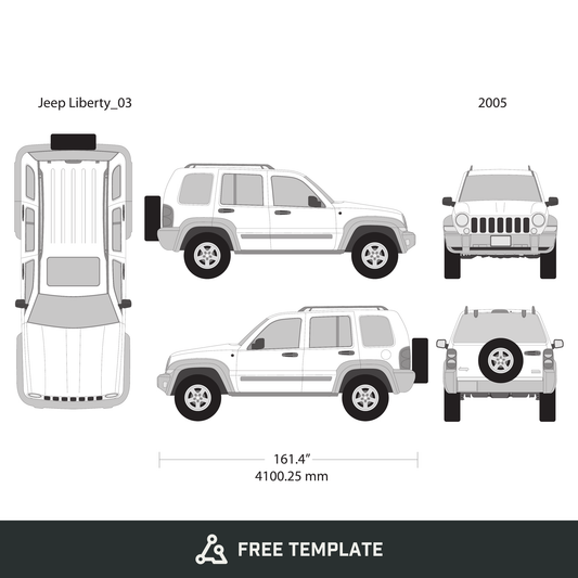 2005 Jeep Liberty free vector vehicle wrap template - GravBase