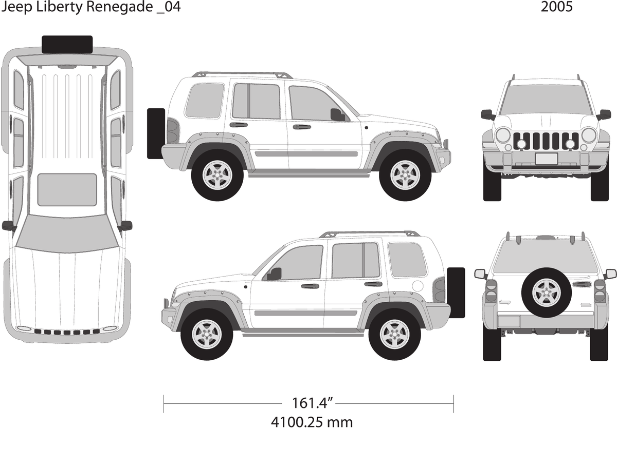 2005 Jeep Liberty vector wrap template V04, Design-Ready PDF - GravBase