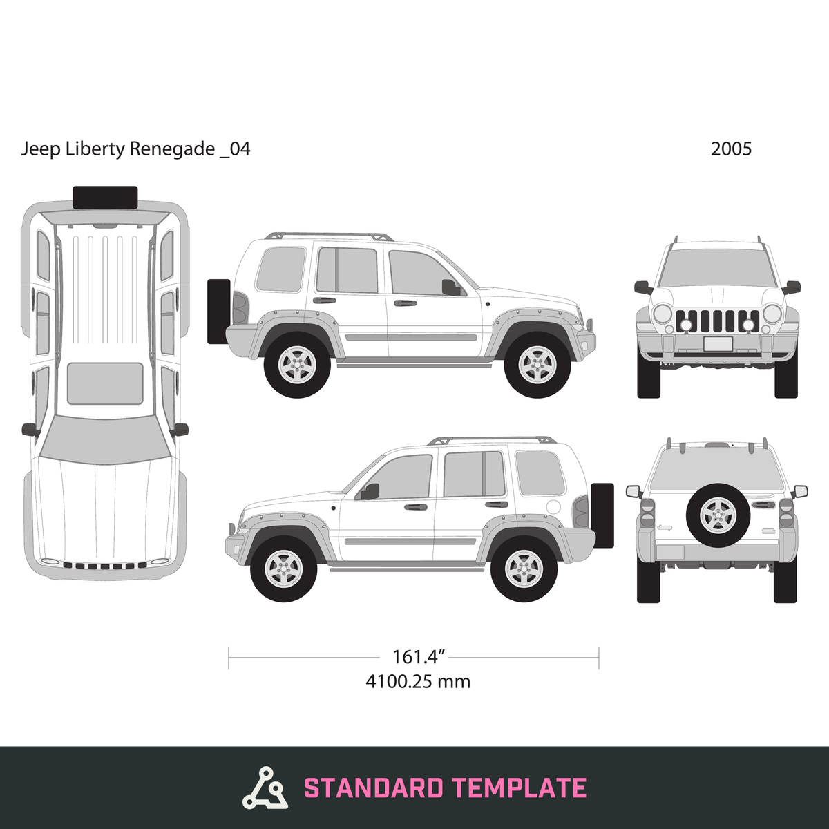 2005 Jeep Liberty vector wrap template V04, Design-Ready PDF - GravBase