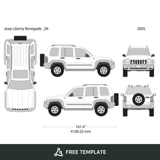 2005 Jeep Liberty free vector vehicle wrap template - GravBase