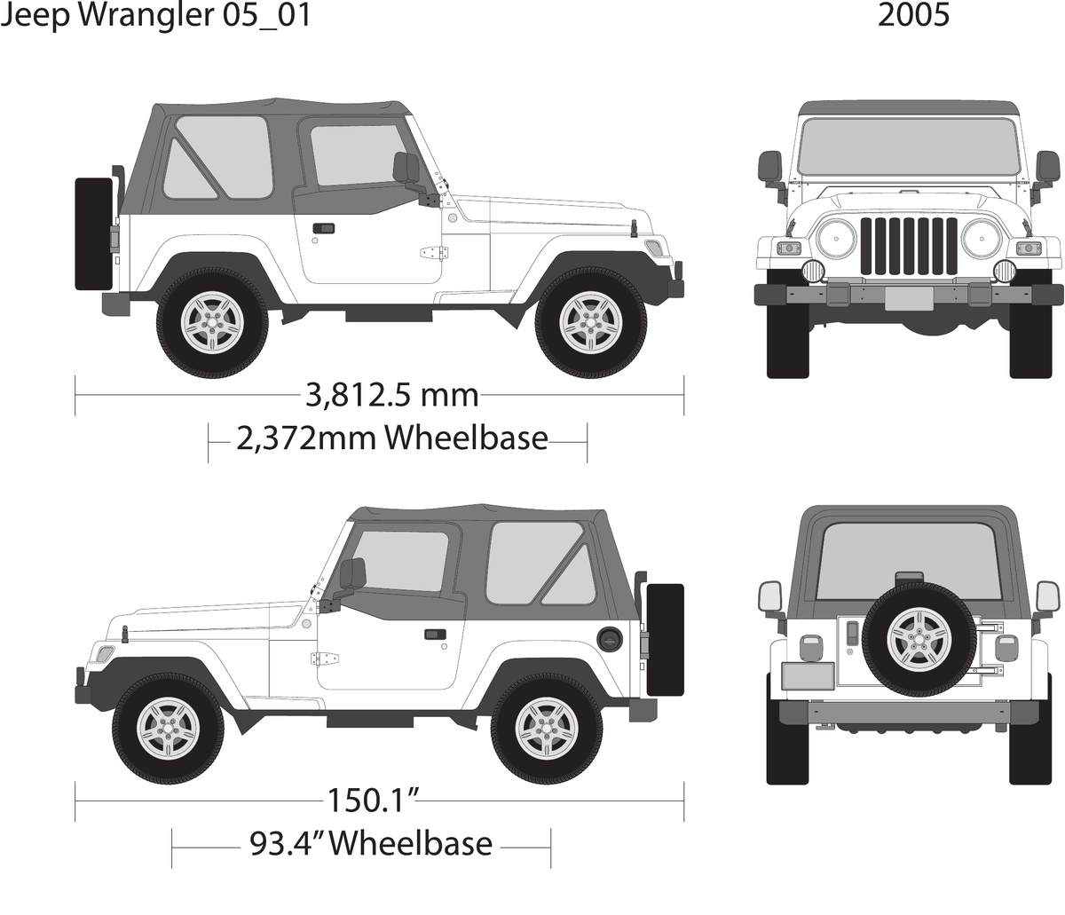 2005 Jeep Wrangler vector wrap template V01, Design-Ready PDF - GravBase