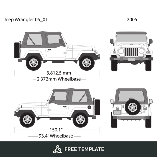 2005 Jeep Wrangler free vector vehicle wrap template - GravBase