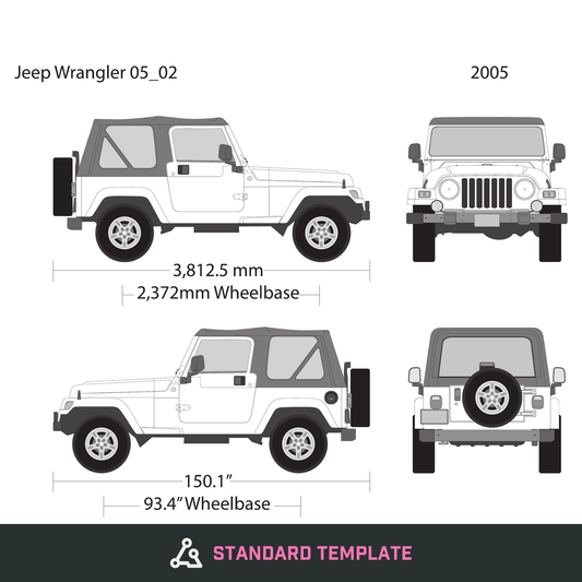 2005 Jeep Wrangler vector wrap template V02, Design-Ready PDF - GravBase