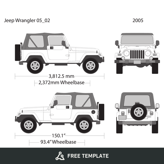 2005 Jeep Wrangler free vector vehicle wrap template - GravBase
