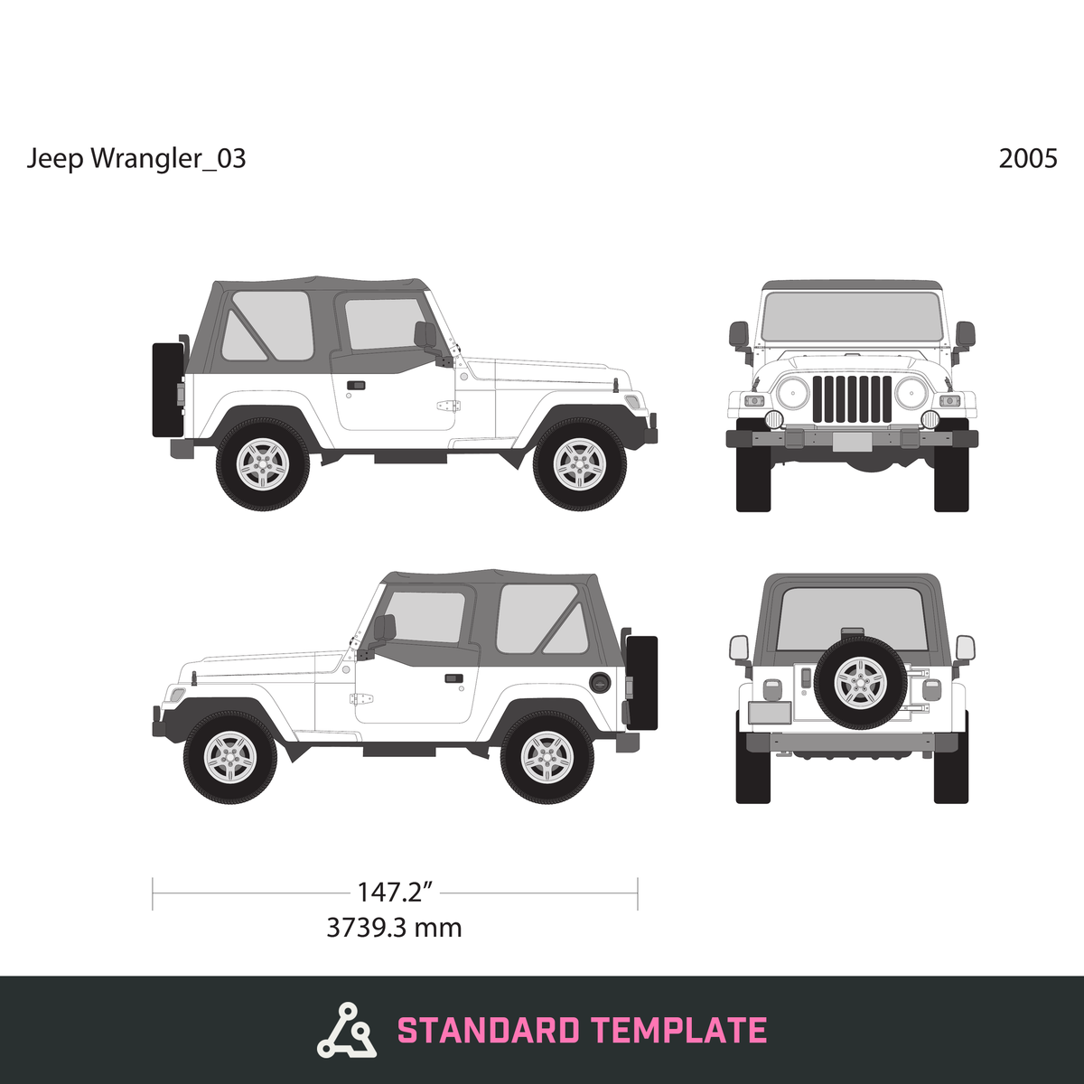 2005 Jeep Wrangler vector wrap template V03, Design-Ready PDF - GravBase
