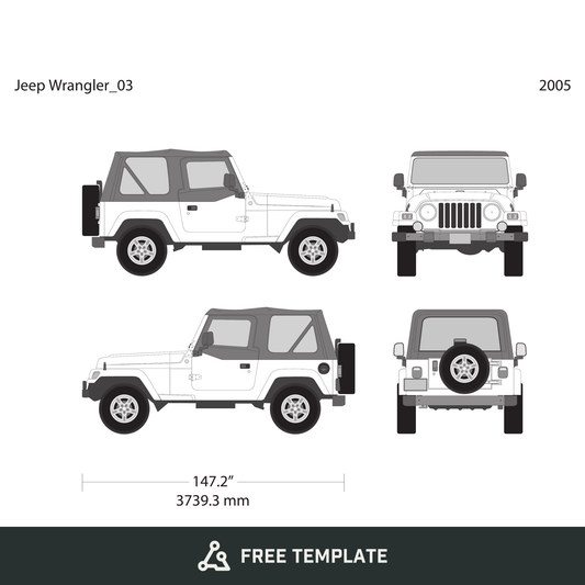 2005 Jeep Wrangler free vector vehicle wrap template - GravBase
