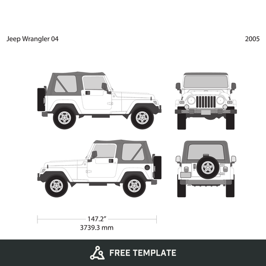 2005 Jeep Wrangler free vector vehicle wrap template - GravBase