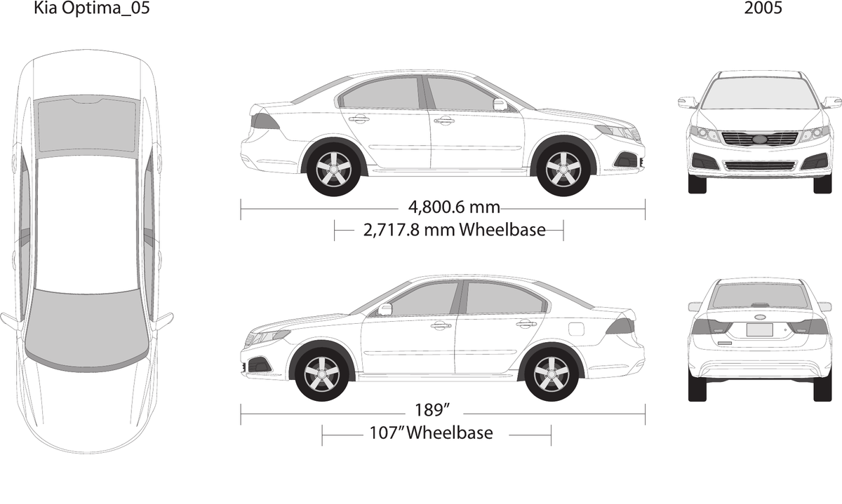 2005 Kia Optima vector wrap template, Design-Ready PDF - GravBase