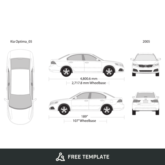 2005 Kia Optima free vector vehicle wrap template - GravBase