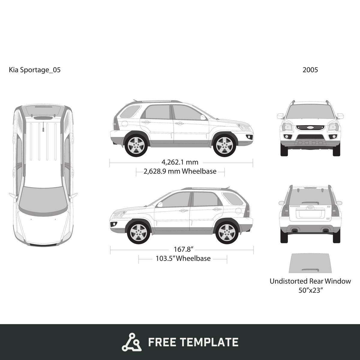 2005 Kia Sportage free vector vehicle wrap template - GravBase