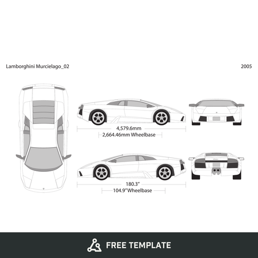 2005 Lamborghini Murcielago free vector vehicle wrap template - GravBase
