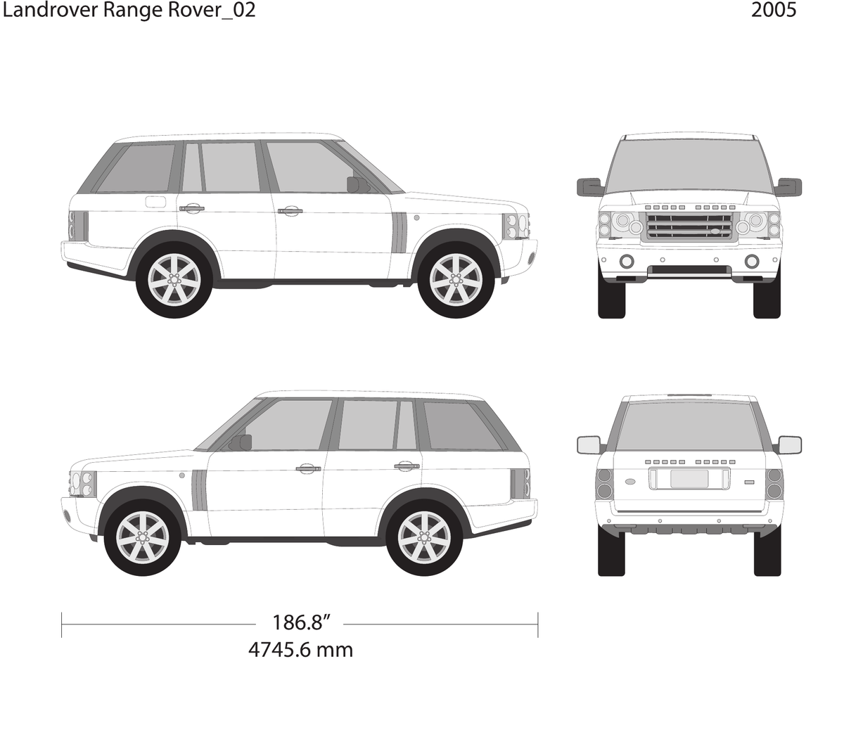 2005 Land Rover Range Rover Vector Wrap Template - GravBase