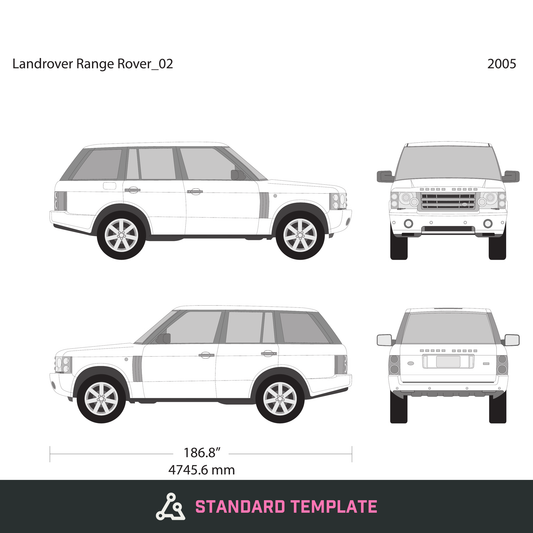 2005 Land Rover Range Rover vector wrap template, Design-Ready PDF - GravBase