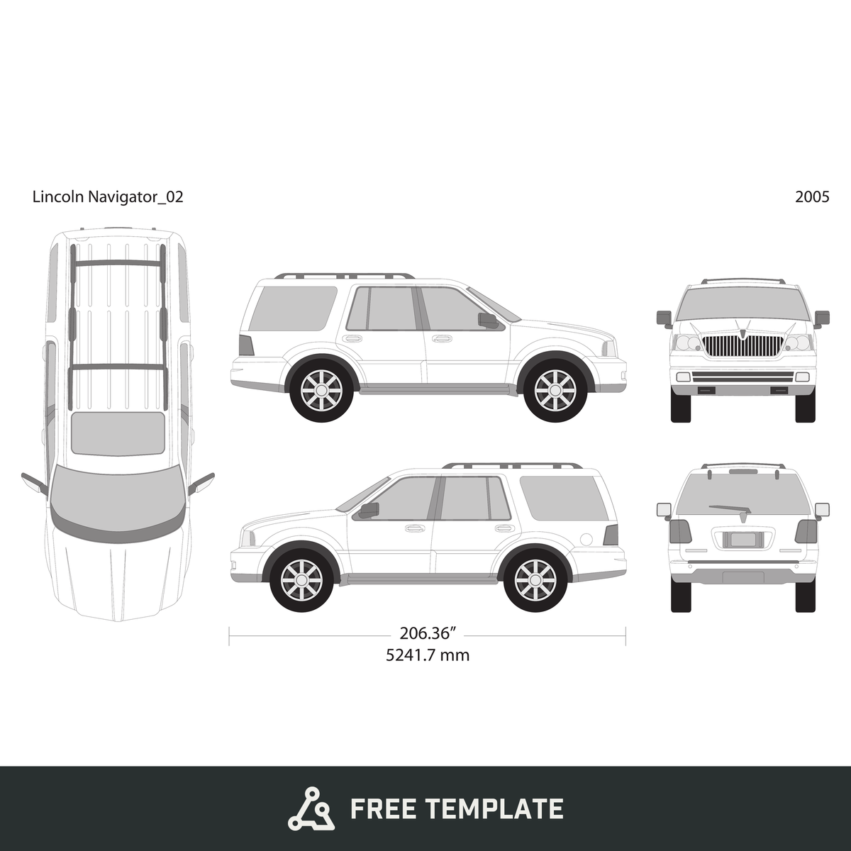 2005 Lincoln Navigator free vector vehicle wrap template - GravBase
