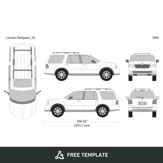 2005 Lincoln Navigator free vector vehicle wrap template - GravBase