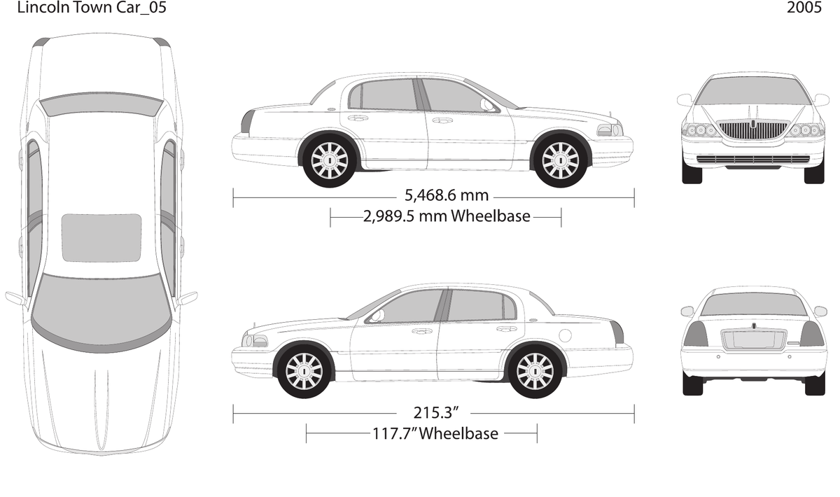 2005 Lincoln Town Car Vector Wrap Template - GravBase
