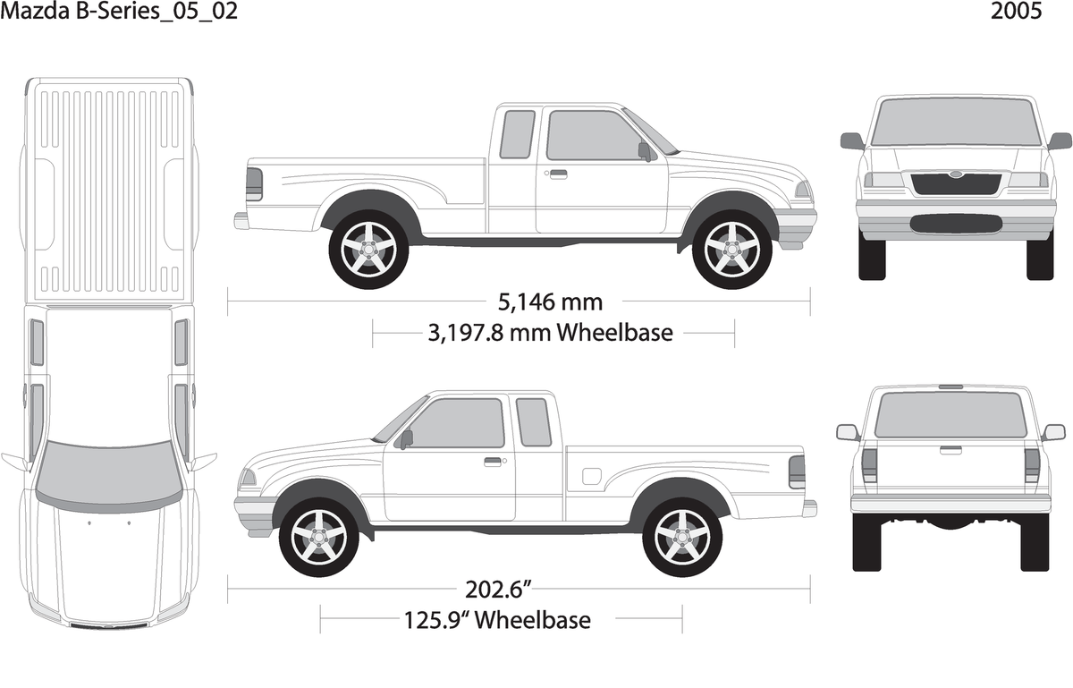 2005 Mazda B Series V02 Vehicle Wrap Template