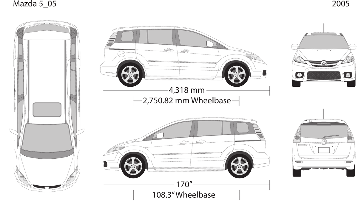 2005 Mazda 5 vector wrap template, Design-Ready PDF - GravBase