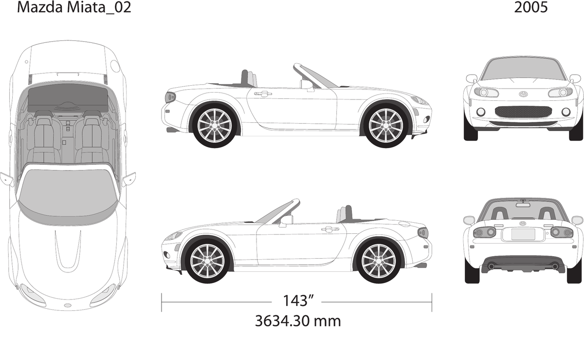 2005 Mazda Miata vector wrap template, Design-Ready PDF - GravBase