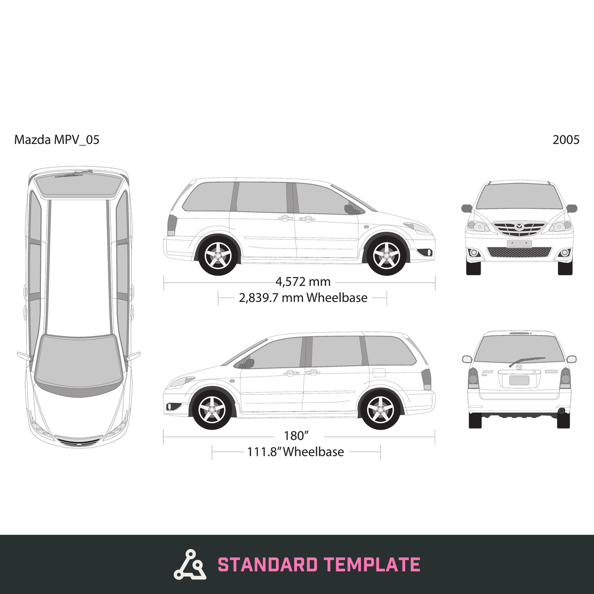 2005 Mazda MPV vector wrap template, Design-Ready PDF - GravBase