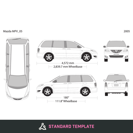 2005 Mazda MPV vector wrap template, Design-Ready PDF - GravBase