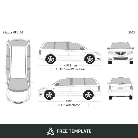 2005 Mazda MPV free vector vehicle wrap template - GravBase