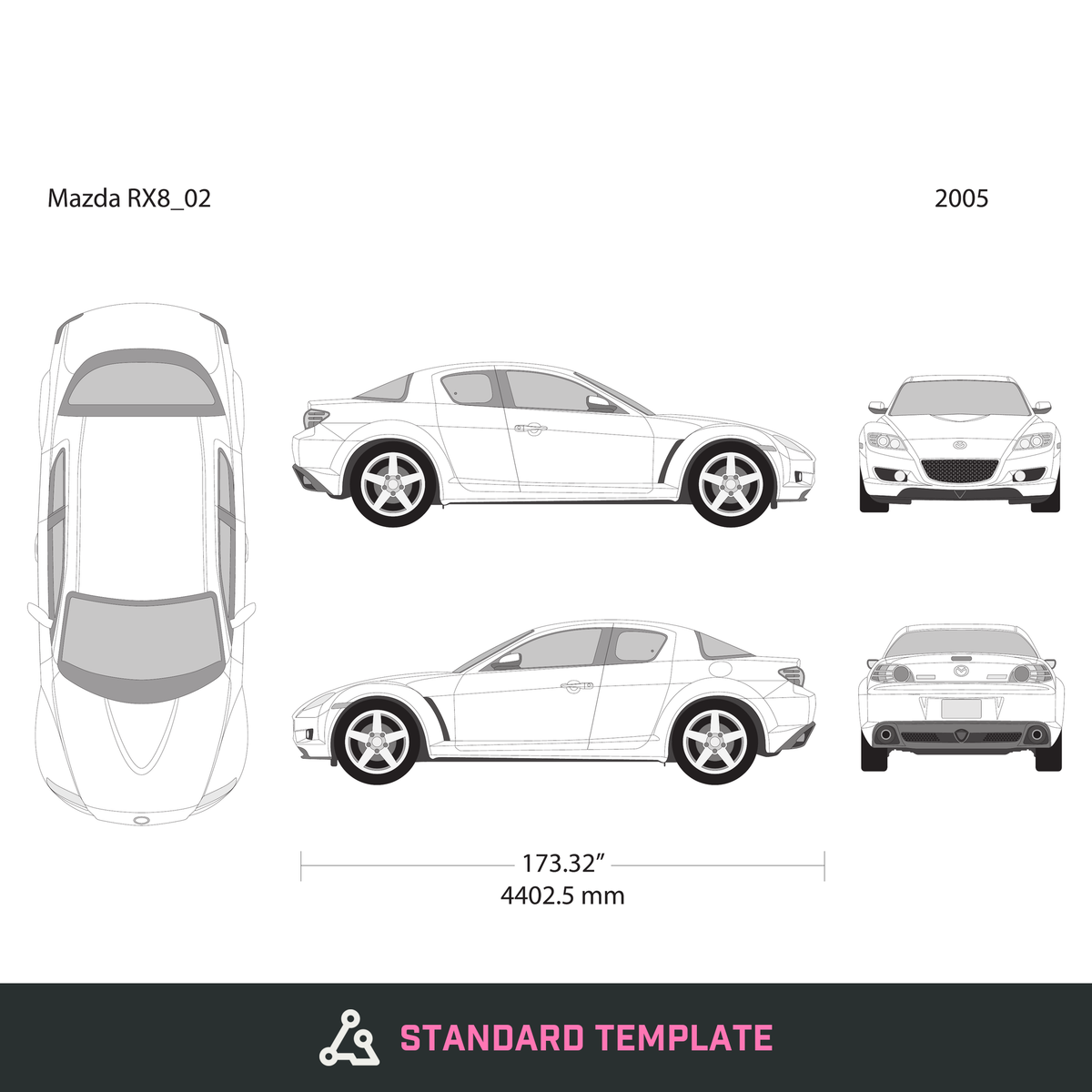 2005 Mazda RX8 vector wrap template, Design-Ready PDF - GravBase