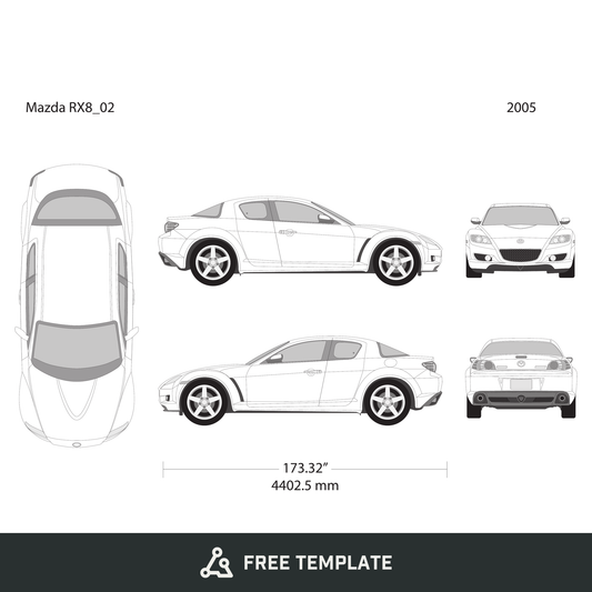 2005 Mazda RX8 free vector vehicle wrap template - GravBase