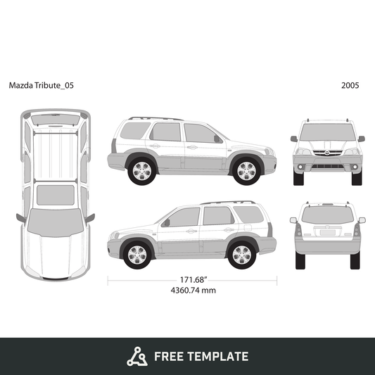 2005 Mazda Tribute free vector vehicle wrap template - GravBase