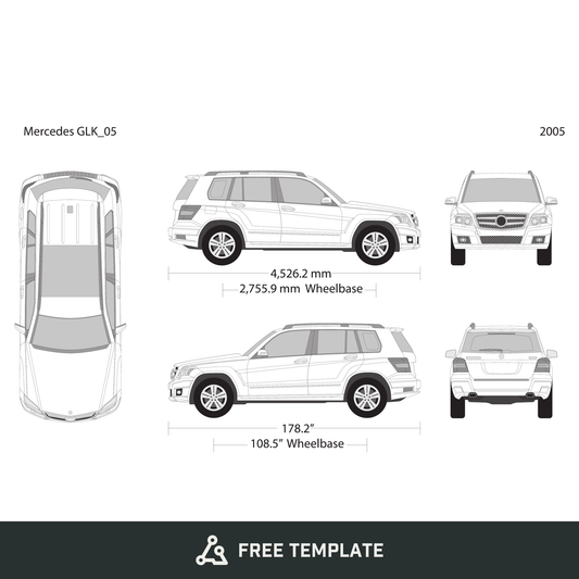 2005 Mercedes GLK free vector vehicle wrap template - GravBase