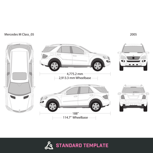2005 Mercedes M-Class vector wrap template, Design-Ready PDF - GravBase