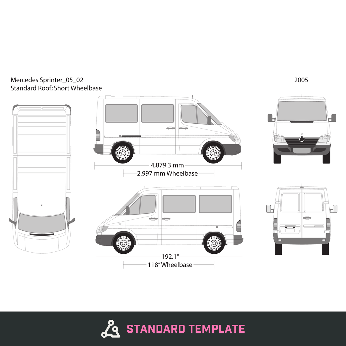 2005 Mercedes Sprinter vector wrap template V02, Design-Ready PDF - GravBase