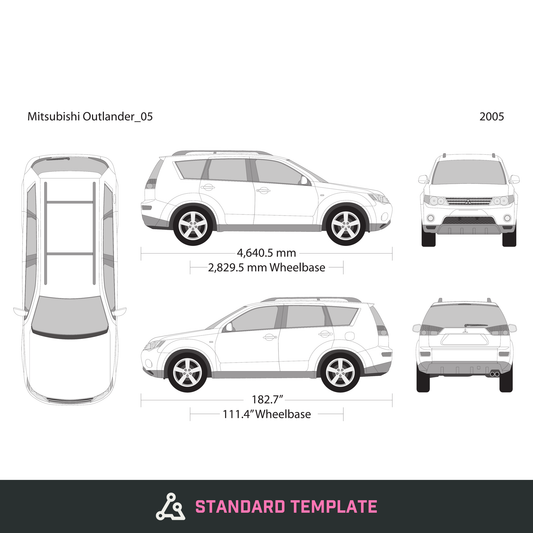 2005 Mitsubishi Outlander vector wrap template, Design-Ready PDF - GravBase