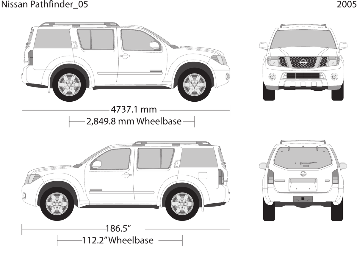 2005 Nissan Pathfinder vector wrap template, Design-Ready PDF - GravBase
