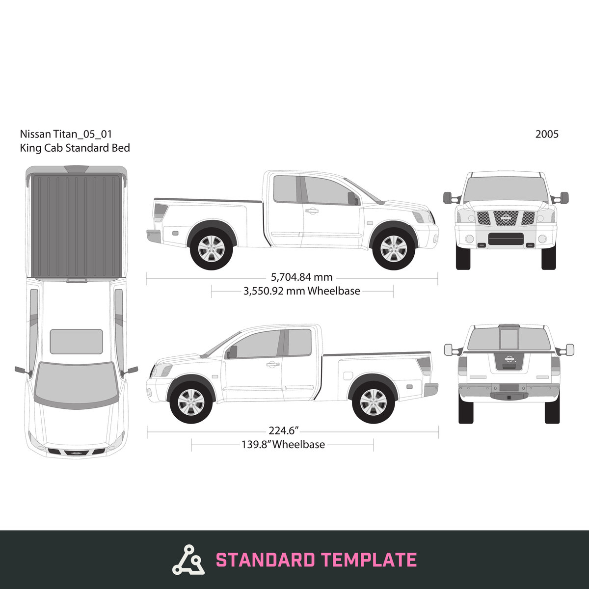 2005 Nissan Titan vector wrap template V01, Design-Ready PDF - GravBase