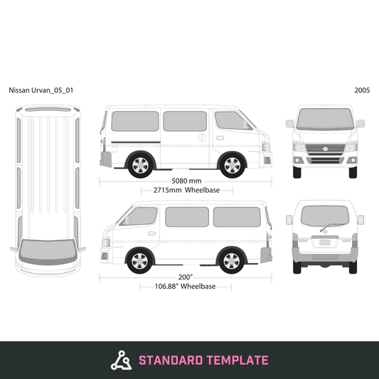 2005 Nissan Urvan vector wrap template V01, Design-Ready PDF - GravBase