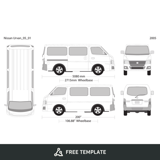 2005 Nissan Urvan free vector vehicle wrap template - GravBase