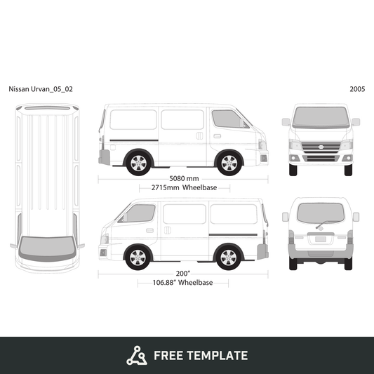 2005 Nissan Urvan free vector vehicle wrap template - GravBase