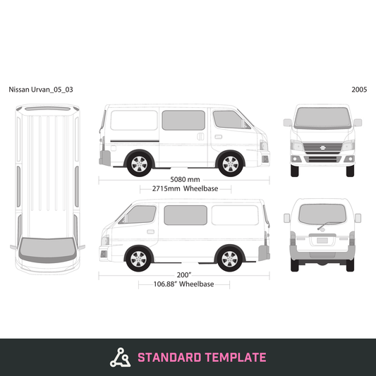 2005 Nissan Urvan vector wrap template V03, Design-Ready PDF - GravBase