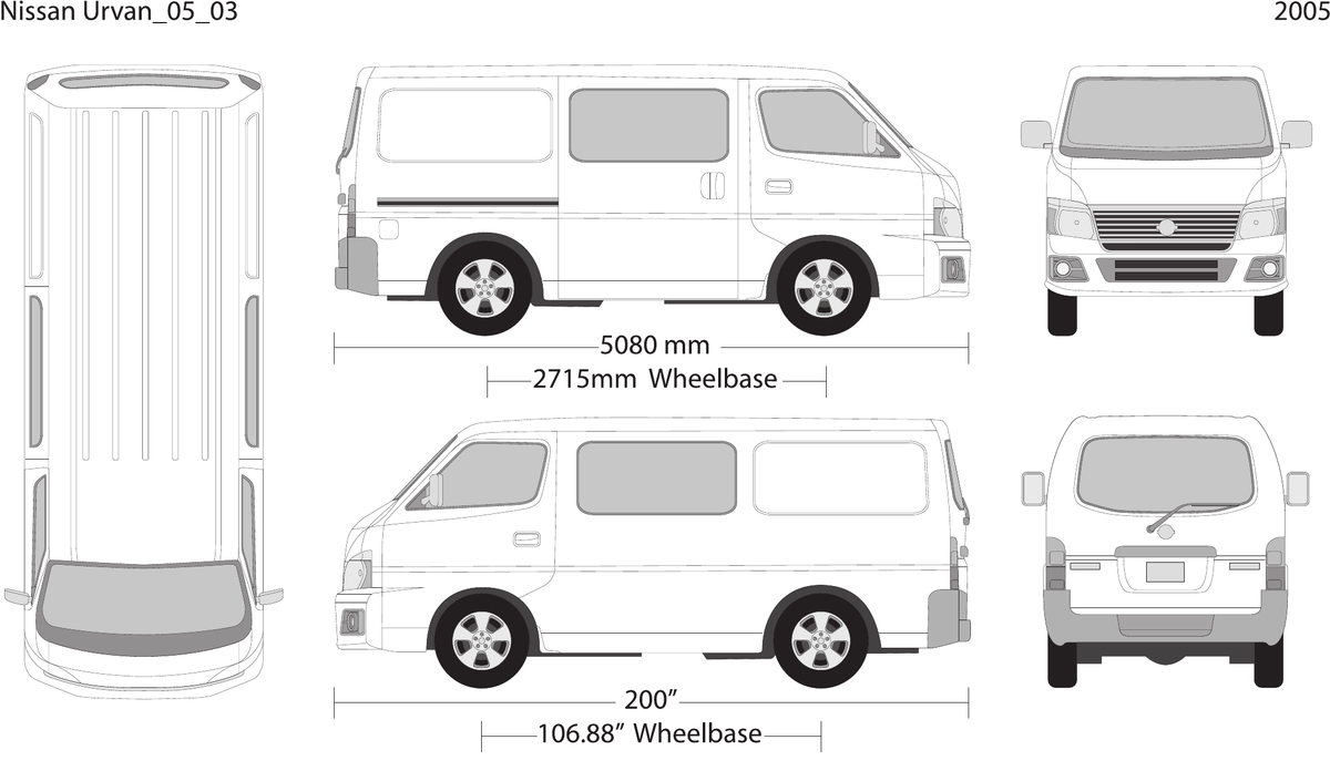 2005 Nissan Urvan vector wrap template V03, Design-Ready PDF - GravBase