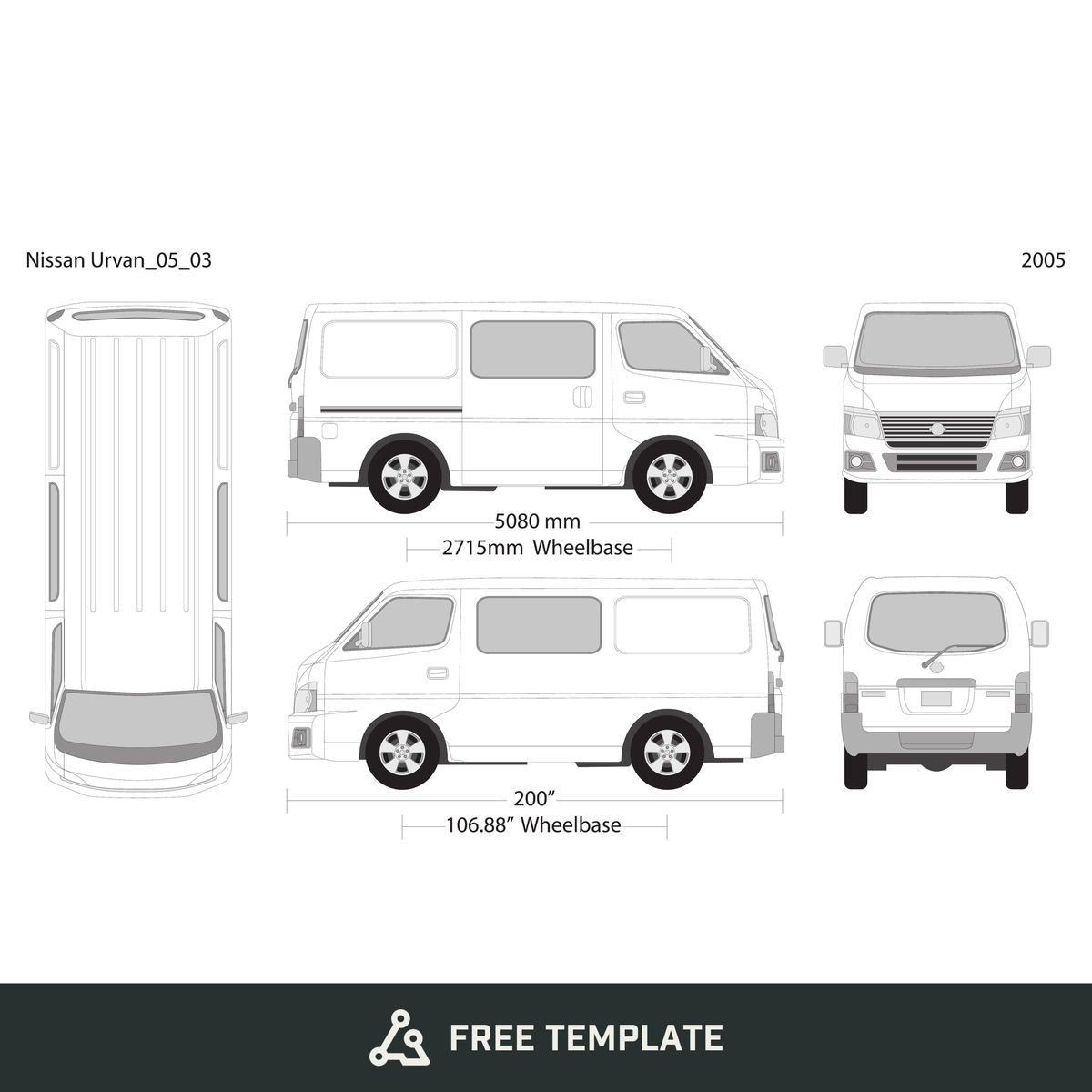 2005 Nissan Urvan free vector vehicle wrap template - GravBase
