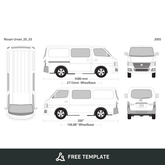 2005 Nissan Urvan free vector vehicle wrap template - GravBase