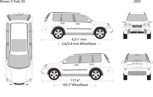 2005 Nissan X-Trail vector wrap template, Design-Ready PDF - GravBase