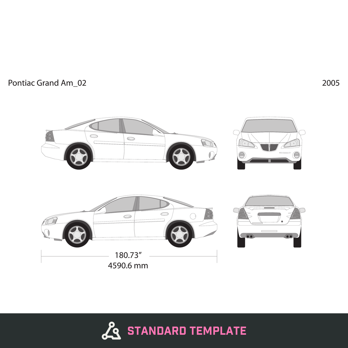 2005 Pontiac Grand Am vector wrap template, Design-Ready PDF - GravBase