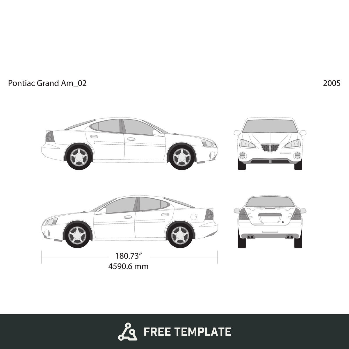 2005 Pontiac Grand Am free vector vehicle wrap template - GravBase