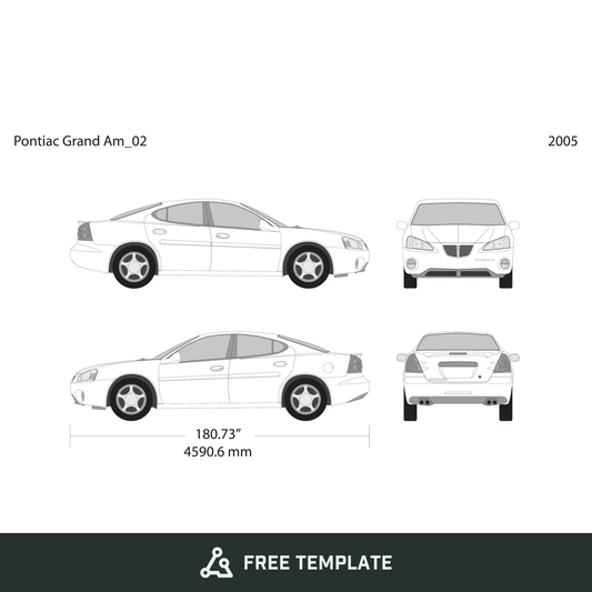 2005 Pontiac Grand Am free vector vehicle wrap template - GravBase