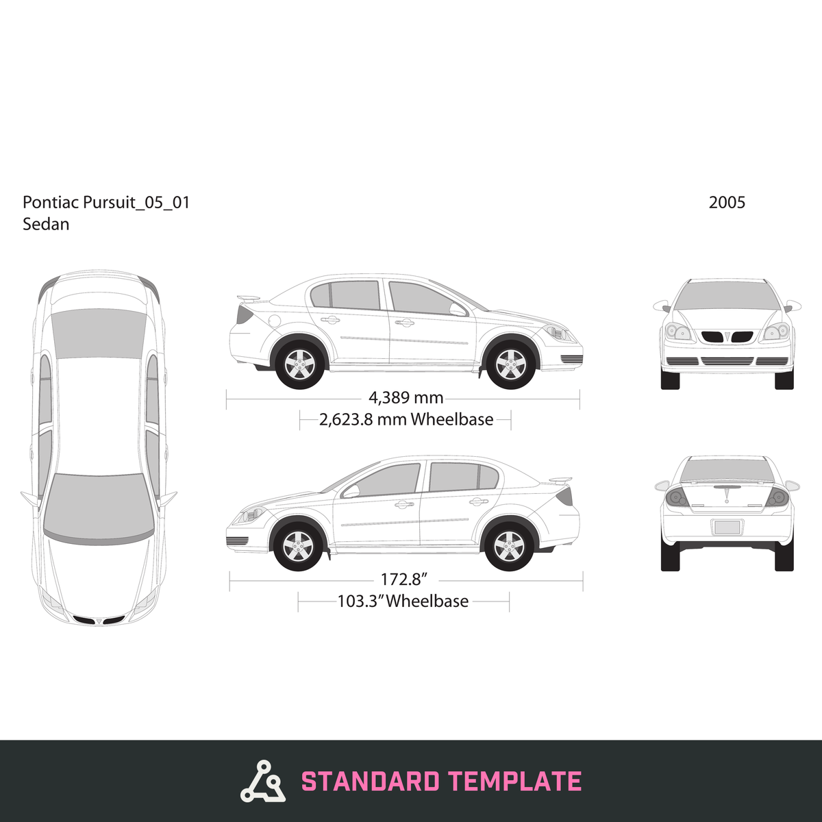 2005 Pontiac Pursuit vector wrap template, Design-Ready PDF - GravBase
