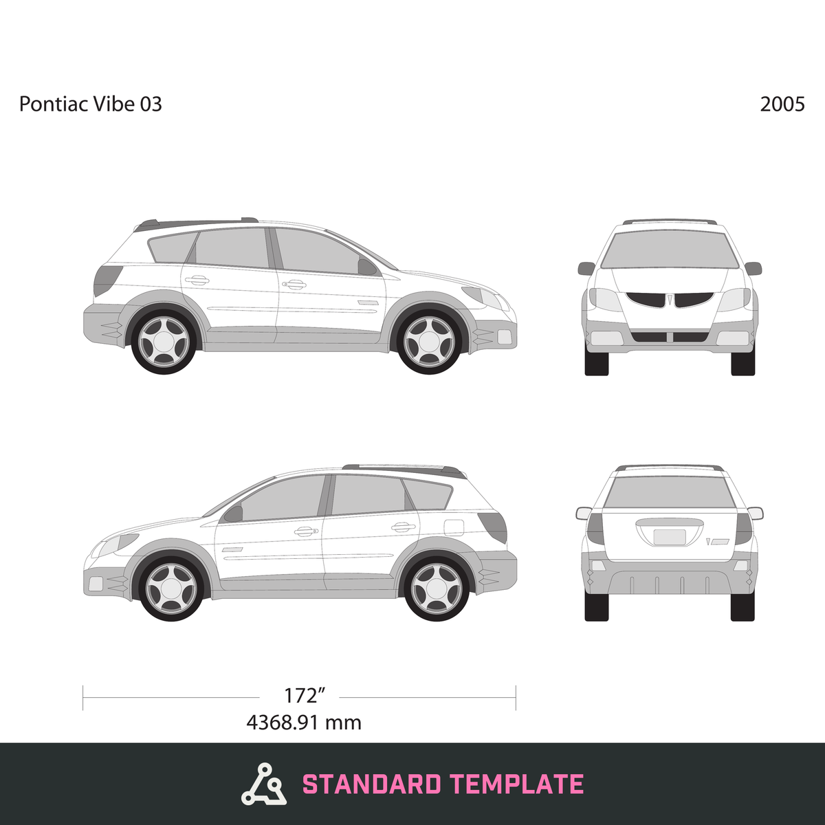 2005 Pontiac Vibe vector wrap template V03, Design-Ready PDF - GravBase