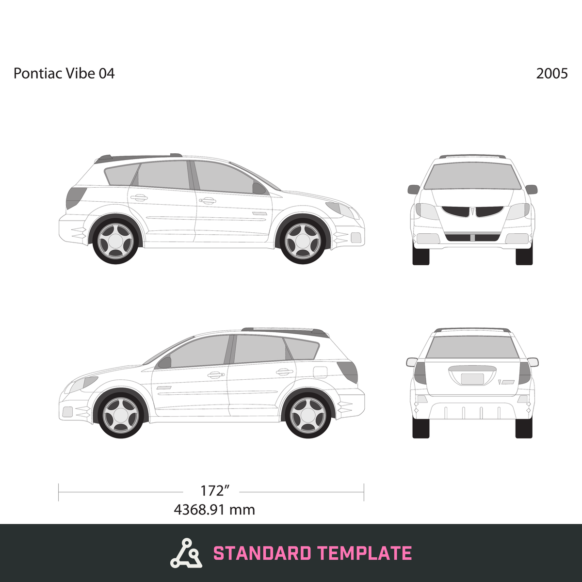 2005 Pontiac Vibe vector wrap template V04, Design-Ready PDF - GravBase