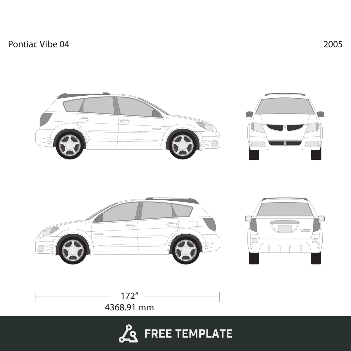2005 Pontiac Vibe free vector vehicle wrap template - GravBase